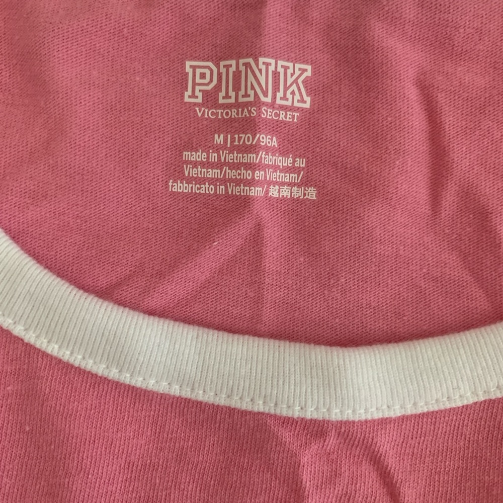 NWT Victoria’s Secret PINK Racerback Tank Top Pink Logo Cotton Blend - Picture 3 of 9